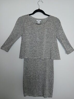 bar iii gray knit fit & flare dress XS